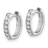 14k White Gold Diamond Hinged Hoop Earrings