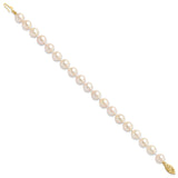 14k 7-8mm Round White Saltwater Akoya Cultured Pearl Bracelet