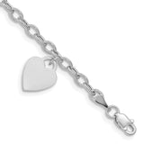 14k White Gold Dangle Heart Bracelet