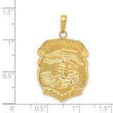 14K Gold Polished Large Saint Michael Protect Us Medal Pendant