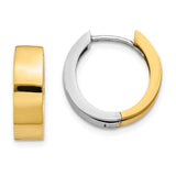 14k Two-tone Round Hinged Hoop Earrings