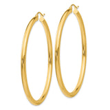 14K Polished 3mm Tube Hoop Earrings