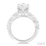 1 1/10 Ctw Marquise Shape Marquise and Round Cut Diamond Semi Mount Engagement Ring in 14K White Gold