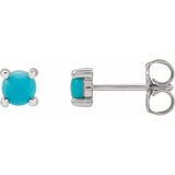 Sterling Silver 4 mm Natural Turquoise Earrings