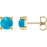 14K Yellow 6 mm Natural Turquoise Earrings