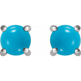 Platinum 6 mm Natural Turquoise Earrings