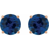 14K Rose 6 mm Lab-Grown Blue Sapphire Earrings
