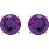 14K Rose 6 mm Natural Amethyst Earrings