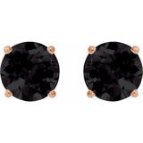 14K Rose 6 mm Natural Black Onyx Earrings