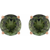 14K Rose 6 mm Natural Green Tourmaline Earrings