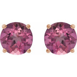 14K Rose 6 mm Natural Pink Tourmaline Earrings