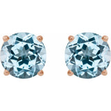 14K Rose 6 mm Natural Sky Blue Topaz Earrings