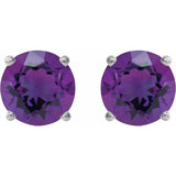 14K White 6 mm Natural Amethyst Earrings