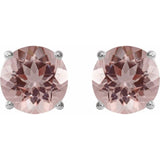 14K White 6 mm Natural Pink Morganite Earrings