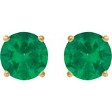 14K Yellow 6 mm Lab-Grown Emerald Earrings