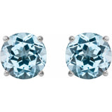 Sterling Silver 6 mm Natural Sky Blue Topaz Earrings