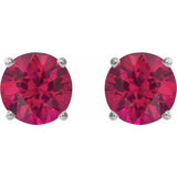 Sterling Silver 8 mm Lab-Grown Ruby Earrings