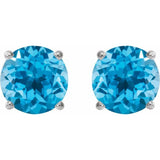 Platinum 8 mm Natural Swiss Blue Topaz Earrings
