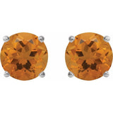 Sterling Silver 8 mm Natural Citrine Earrings