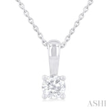 1/3 Ctw Prong Set Round Cut Diamond Solitaire Pendant With Chain in 14K White Gold