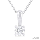 1/3 Ctw Prong Set Round Cut Diamond Solitaire Pendant With Chain in 14K White Gold