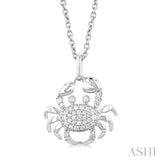 1/6 ctw Petite Crab Round Cut Diamond Fashion Pendant With Chain in 10K White Gold