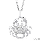 1/6 ctw Petite Crab Round Cut Diamond Fashion Pendant With Chain in 10K White Gold