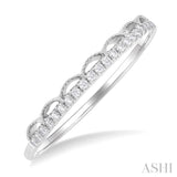 1/10 Ctw Scalloped Window Round Cut Diamond Stackable Fashion Band in 14K White Gold