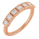 14K Rose 2x2 mm Square 1/3 CTW Natural Diamond Anniversary Band