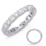 14 KT Princess Shape White Gold Stackable Eternity Band