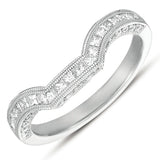 14 KT Princess Shape White Gold Matching Band