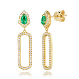 14 KT Rounds Shape Yellow Gold Diamond & Tsavorite Earring