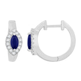 14 KT Rounds Shape White Gold Diamond & Sapphire Earring
