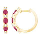 14 KT Rounds Shape Yellow Gold Diamond & Ruby Earring