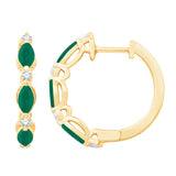 14 KT Emerald Shape Yellow Gold Diamond & Emerald Earring