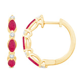 14 KT Rounds Shape Yellow Gold Diamond & Ruby Earring