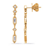 14 KT Baguette Shape Yellow Gold Diamond Earring
