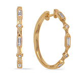 14 KT Baguette Shape Yellow Gold Diamond Earring