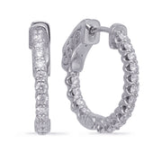 14 KT Rounds Shape White Gold .75 Inch Securehinge Hoops