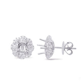 14 KT Baguette Shape Halo Diamond Earring For .60cttw Round