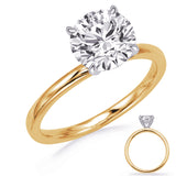 14 KT Rounds Shape Yellow & White Gold Engagement Ring