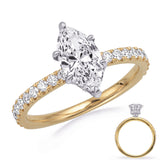 14 KT Rounds Shape Yellow & Whte Gold Engagement Ring