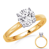 14 KT Rounds Shape Yellow and White Gold Engagement Ring