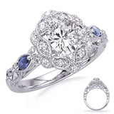 14 KT Rounds Shape White Gold Sapphire & Diamond Eng Ring