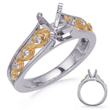 14 KT Rounds Shape White & Yellow Gold Engagement Ring