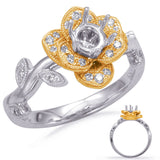 14 KT Rounds Shape White & Yellow Gold Halo Engagement Ring