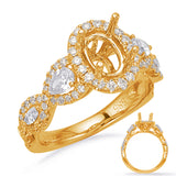 14 KT Marquise Shape Yellow Gold Halo Engagement Rin