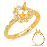 14 KT Rounds Shape Yellow Gold Halo Engagement Ring