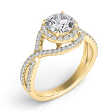 14 KT Rounds Shape Yellow Gold Halo Engagement Ring