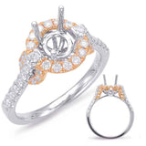 14 KT Rounds Shape Rose & White Gold Halo Engagement Ring